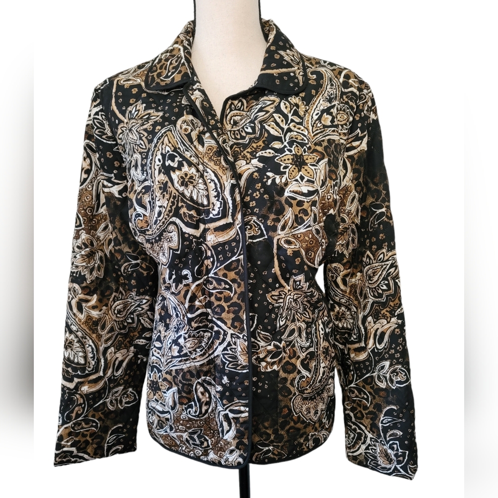 Requirements Size Large Animal Print Quilted Jacket
